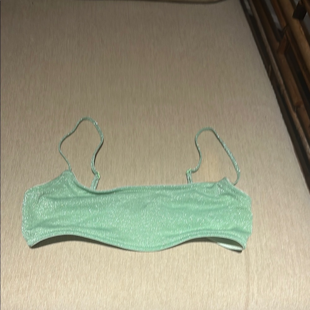 Beautiful sparkle mint green bikini top.